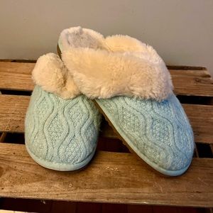 Lamo Light Blue and Cream Knit Loafers